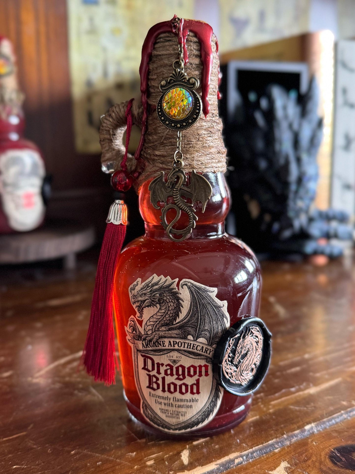 Dragon Blood Display Potion | Fantasy Shelf Decor | Interactive Color Change Elixir Bottle