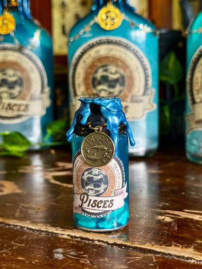 Mini Zodiac Pisces Potion Collectible | Astrology Decor | Witchy Display Bottle