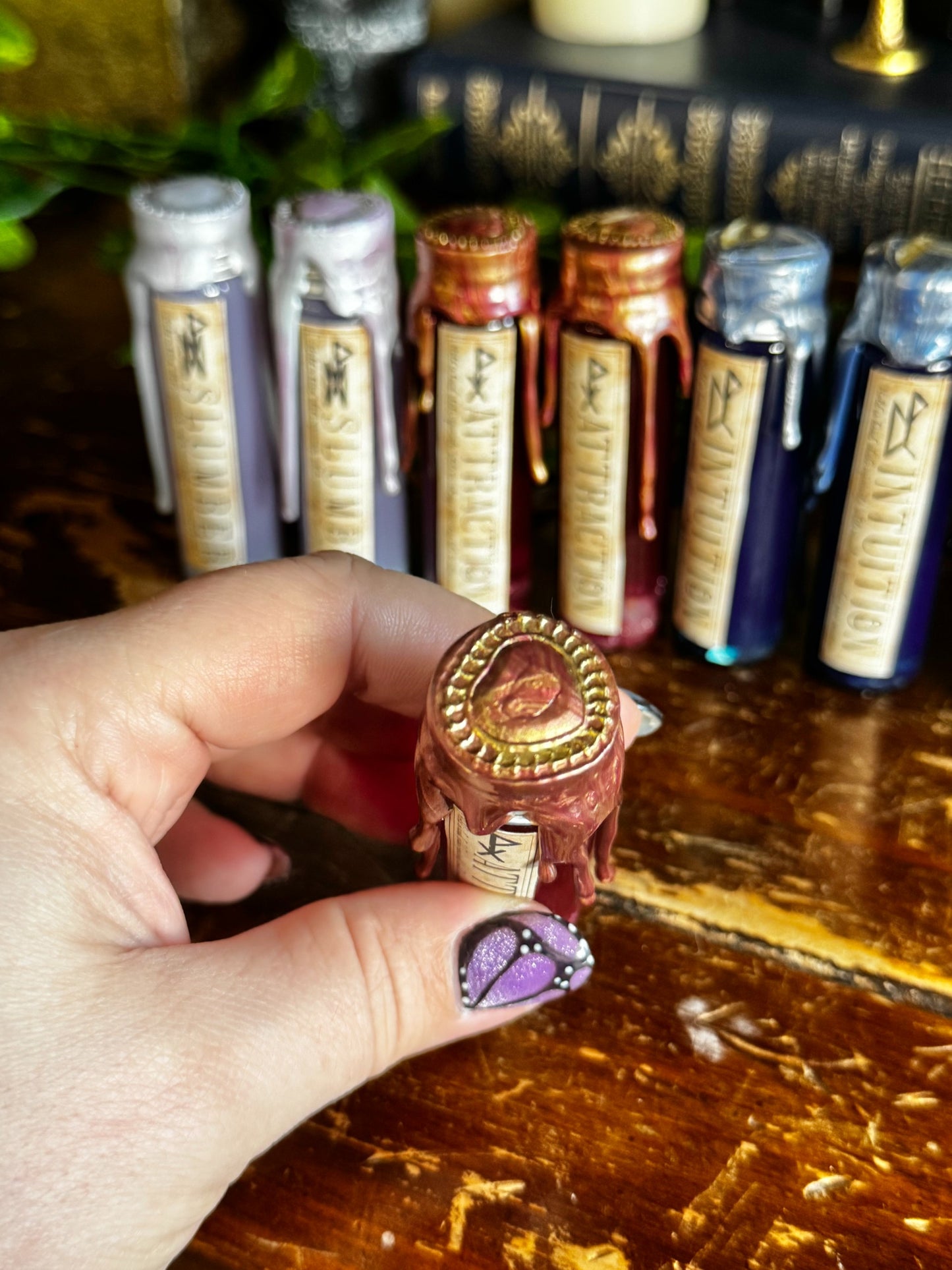Pocket Spell Attraction Potion | Rose Quartz & Garnet Crystal | Witchcraft Altar Decor | Love Ritual Jar