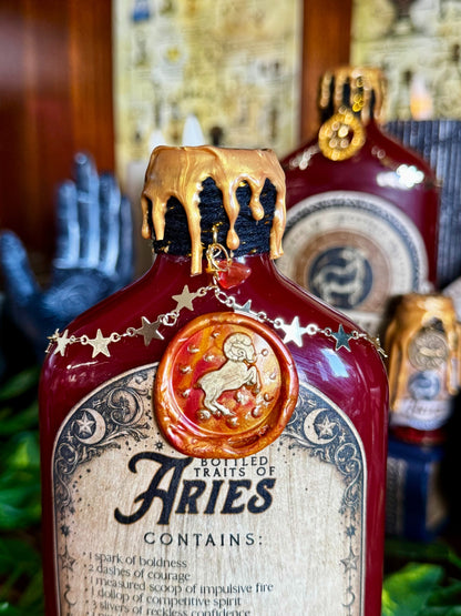 Zodiac Aries Potion Collectible | Astrology Decor | Witchy Display Bottle