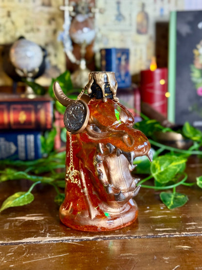 Dragon Fire Potion | Dragon Head Display Bottle | Shimmering Fyre Fantasy Elixir