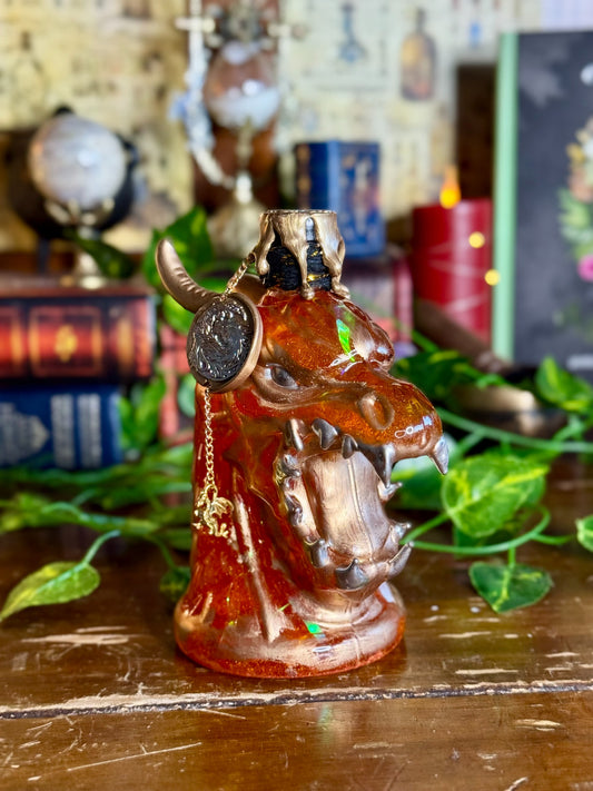 Dragon Fire Potion | Dragon Head Display Bottle | Shimmering Fyre Fantasy Elixir