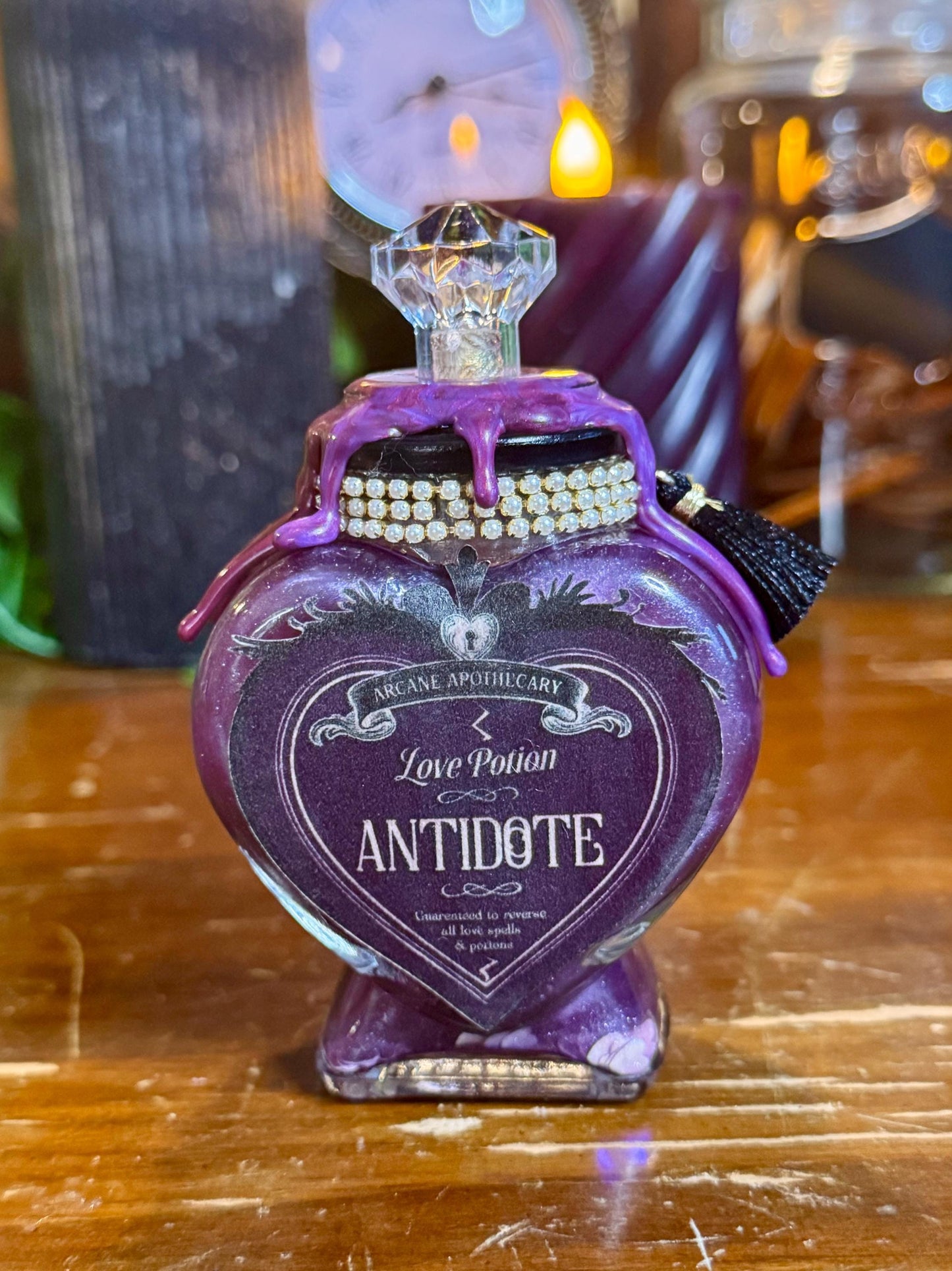 Love Potion Antidote | Decorative Heart Bottle | Mini Purple Color Change Potion
