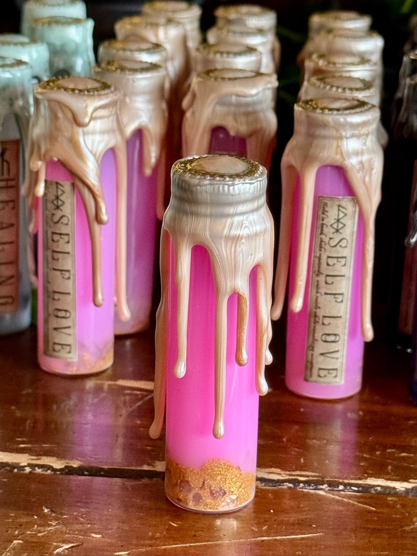 Pocket Spell Self Love Potion | Rose Quartz Crystal | Witchcraft Altar Decor | Confidence Ritual Jar