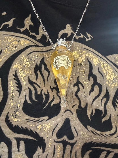 Felix Felicis Pendant | Wearable Golden Liquid Luck Potion Necklace | Vial Jewelry
