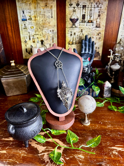Witch's Protection Spell Jar Vial Necklace | Gothic Silver Filigree Vial Pendant
