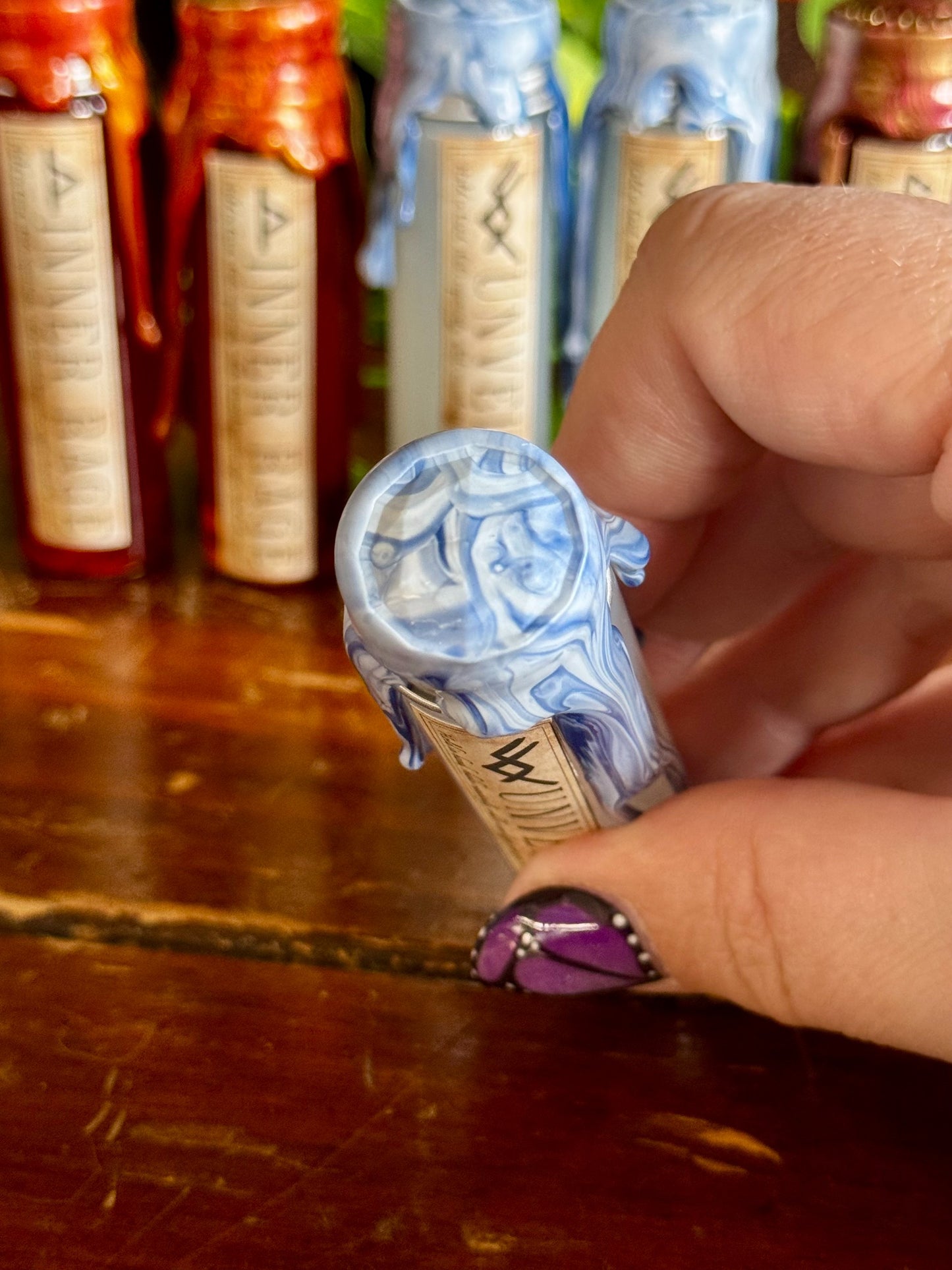 Pocket Spell Unveiled Potion | Lapis Lazuli Crystal | Witchcraft Altar Decor | Truth Ritual Jar