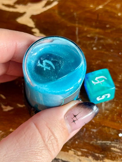 D6 Dice Roller Potion | Electric Blue Power Roll | D&D TTRPG Dice Rolling Prop
