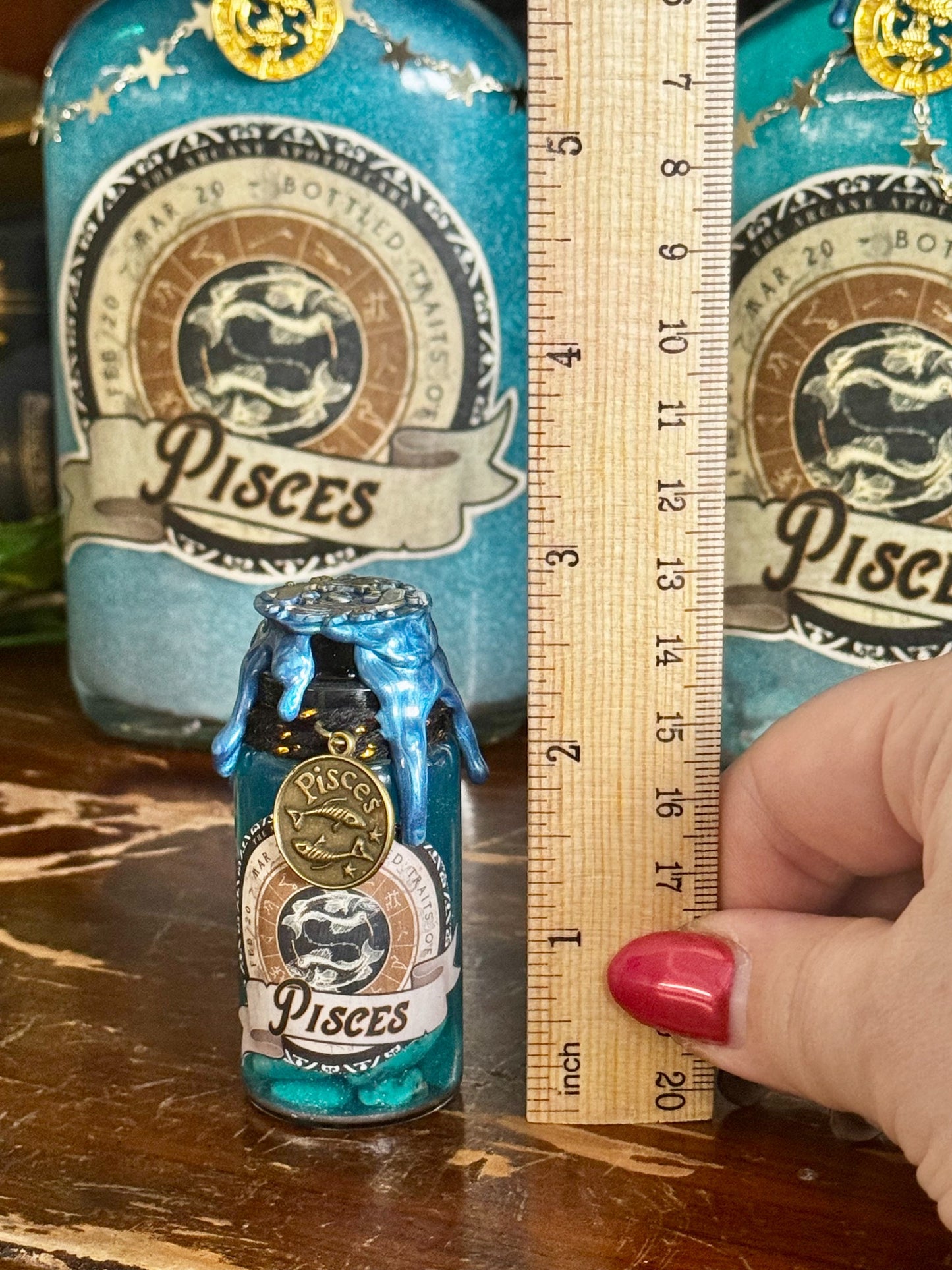 Mini Zodiac Pisces Potion Collectible | Astrology Decor | Witchy Display Bottle