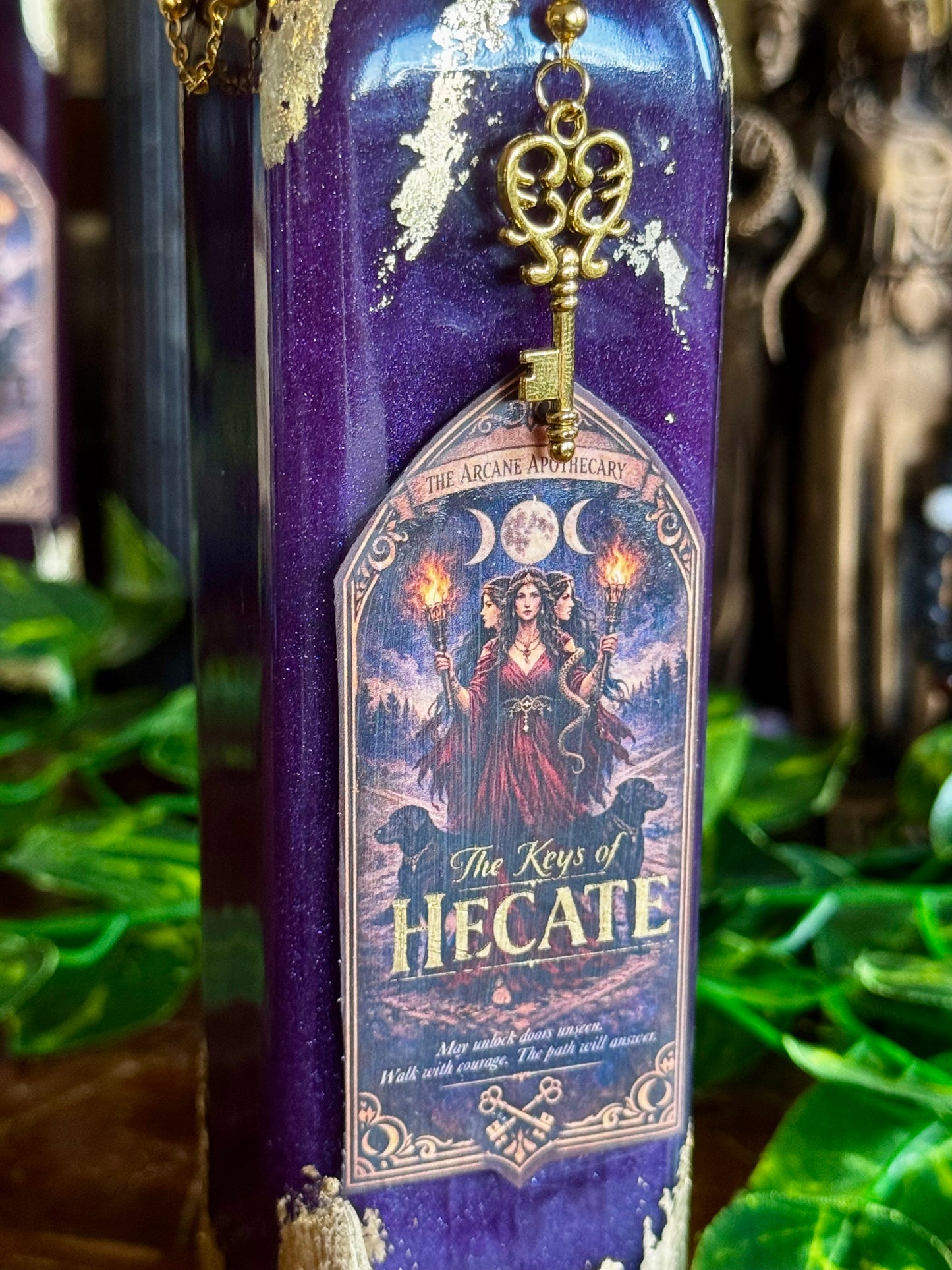Goddess Decor | The Keys of Hecate Potion | Devotional Witch Altar Deity Display Bottle