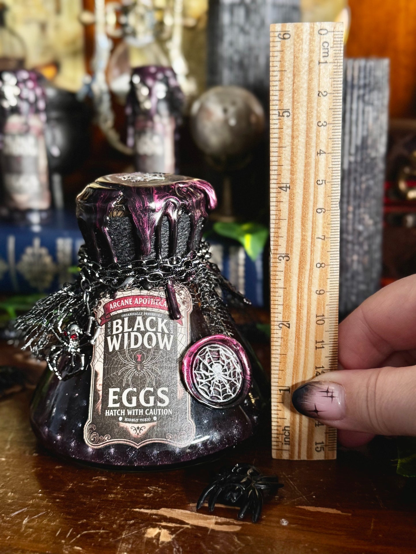 Black Widow Eggs Dark Display Potion | Gothic Decor | Creepy Curio | Spider Witch Aesthetic