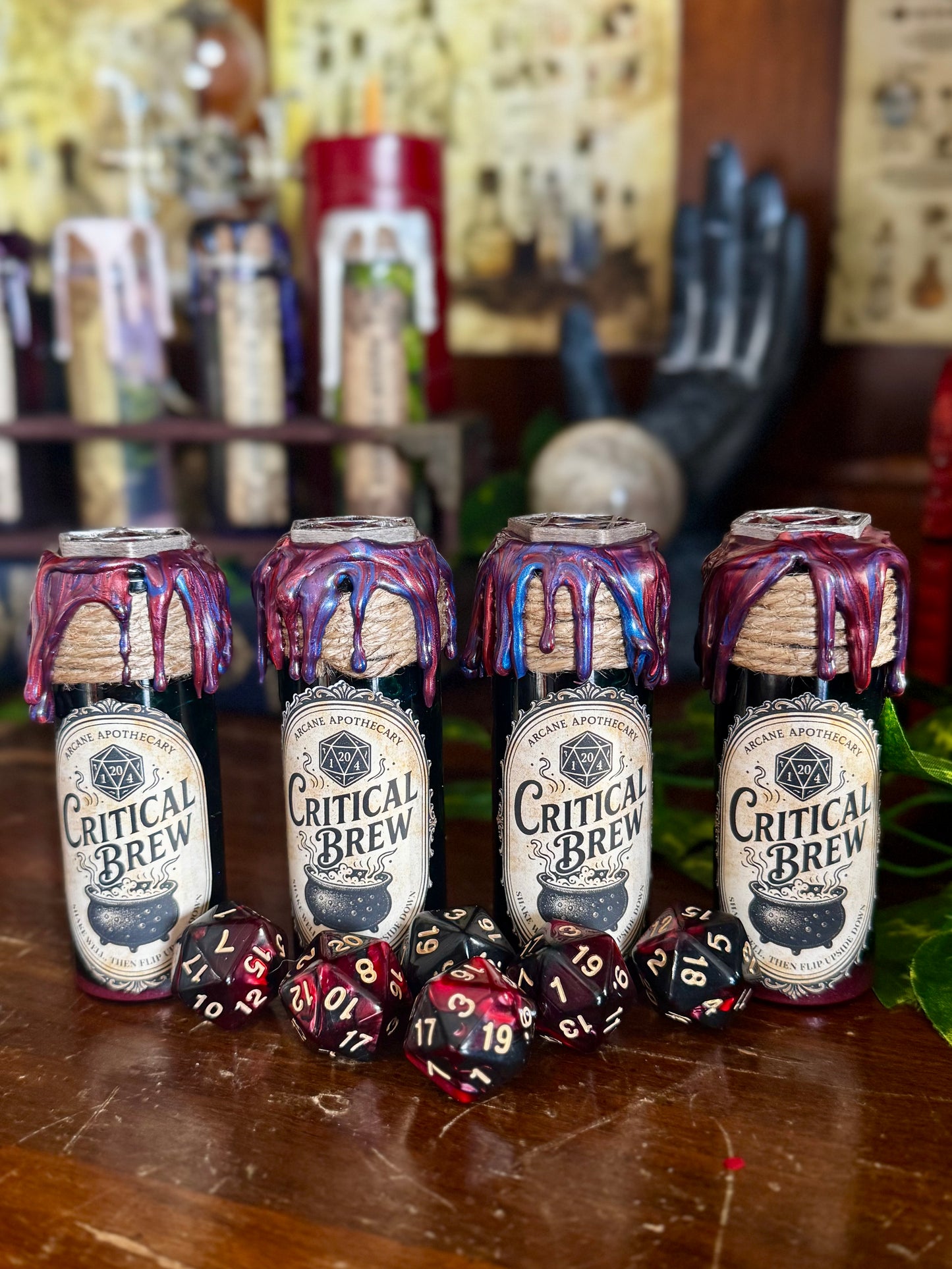 D20 Dice Roller Potion | Navy & Red Critical Brew | D&D Dice Rolling Prop