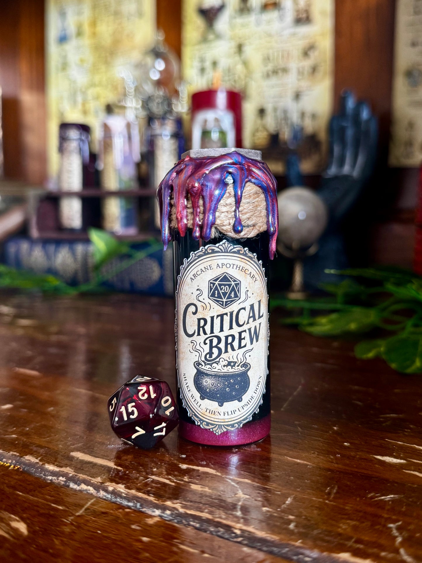 D20 Dice Roller Potion | Navy & Red Critical Brew | D&D Dice Rolling Prop