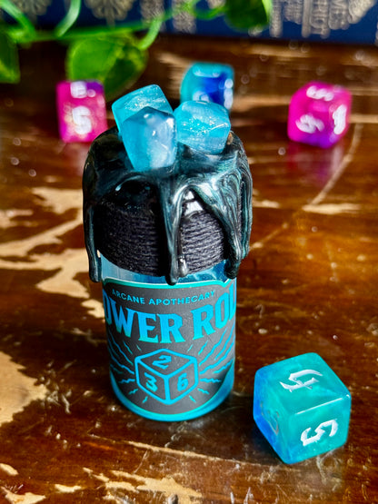 D6 Dice Roller Potion | Electric Blue Power Roll | D&D TTRPG Dice Rolling Prop