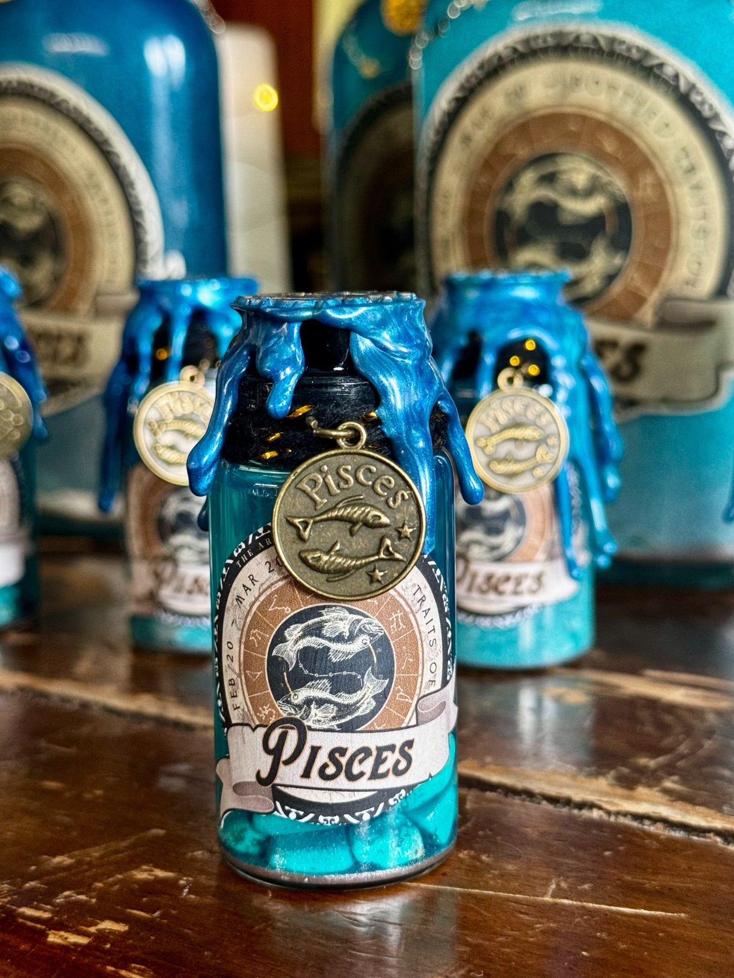 Mini Zodiac Pisces Potion Collectible | Astrology Decor | Witchy Display Bottle