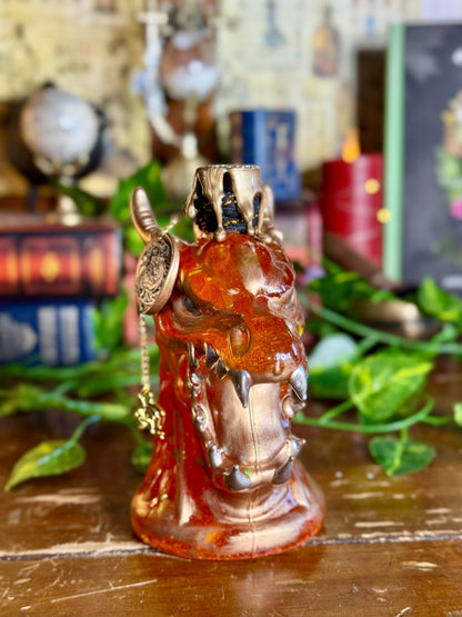 Dragon Fire Potion | Dragon Head Display Bottle | Shimmering Fyre Fantasy Elixir