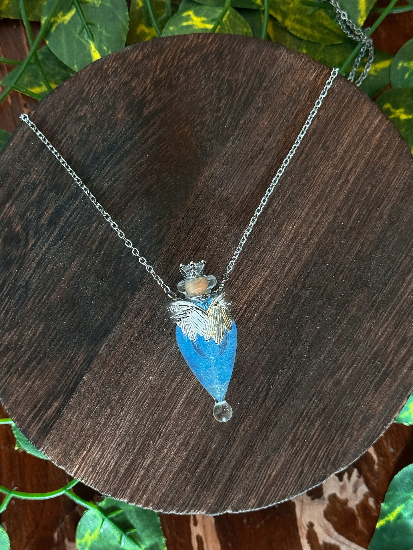 Kiss of the Seraphim Potion Pendant | Wearable Fantasy Angelic Potion Necklace | Vial Jewelry