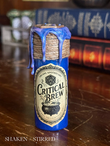 D20 Dice Roller Potion | Blue Critical Brew | D&D Die Rolling TTRPG Prop