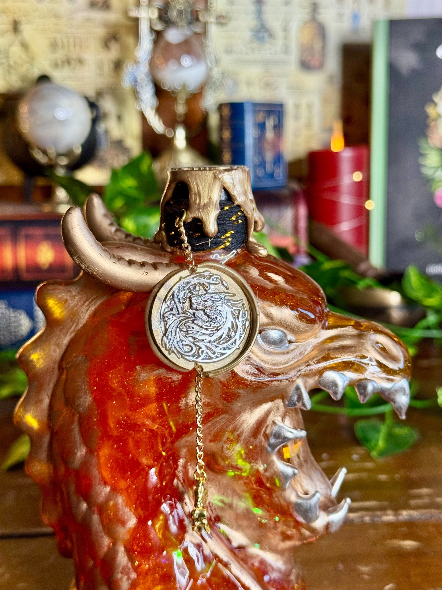 Dragon Fire Potion | Dragon Head Display Bottle | Shimmering Fyre Fantasy Elixir