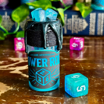 D6 Dice Roller Potion | Electric Blue Power Roll | D&D TTRPG Dice Rolling Prop