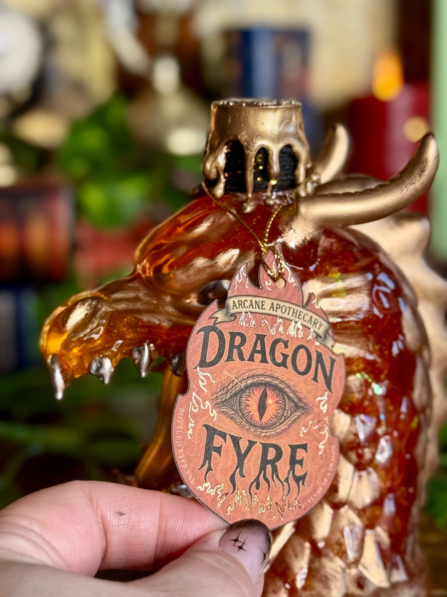 Dragon Fire Potion | Dragon Head Display Bottle | Shimmering Fyre Fantasy Elixir