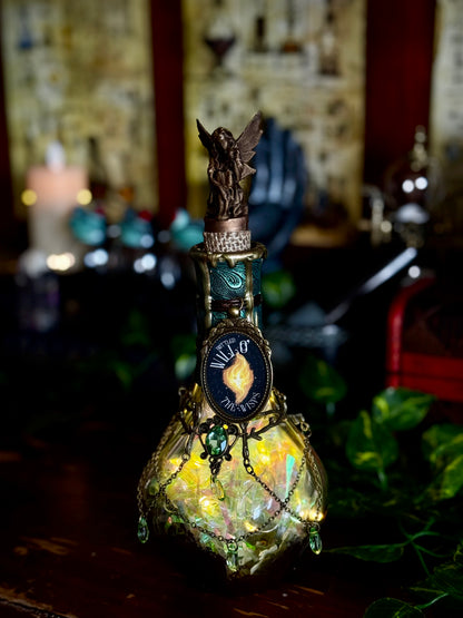 Bottled Will-O'-The-Wisps Light Up Fairy Potion | Glowing Witchy Decor | Woodland Fae Display Bottle