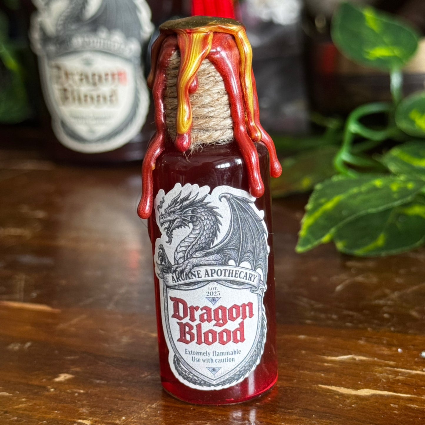 Tiny Dragon Blood Potion | Fantasy Shelf Decor | Miniature Interactive Elixir Bottle