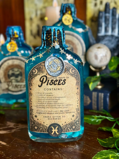 Zodiac Pisces Potion Collectible | Astrology Decor | Witchy Display Bottle
