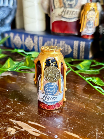 Mini Zodiac Aries Potion Collectible | Astrology Decor | Witchy Display Bottle