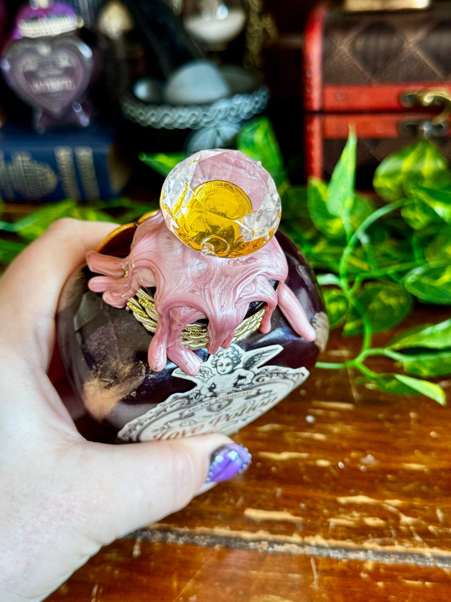 Love Potion | Decorative Swirling Heart Bottle | Romantic Display Apothecary Decor