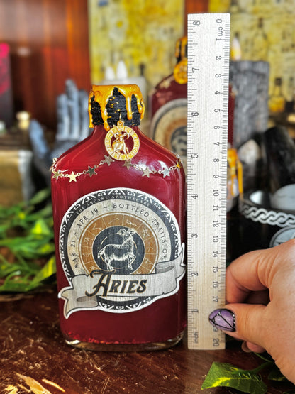 Zodiac Aries Potion Collectible | Astrology Decor | Witchy Display Bottle