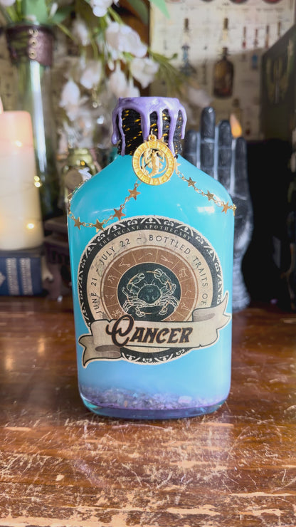 Zodiac Cancer Potion Collectible | Astrology Decor | Witchy Display Bottle