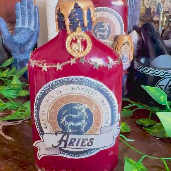 Zodiac Aries Potion Collectible | Astrology Decor | Witchy Display Bottle