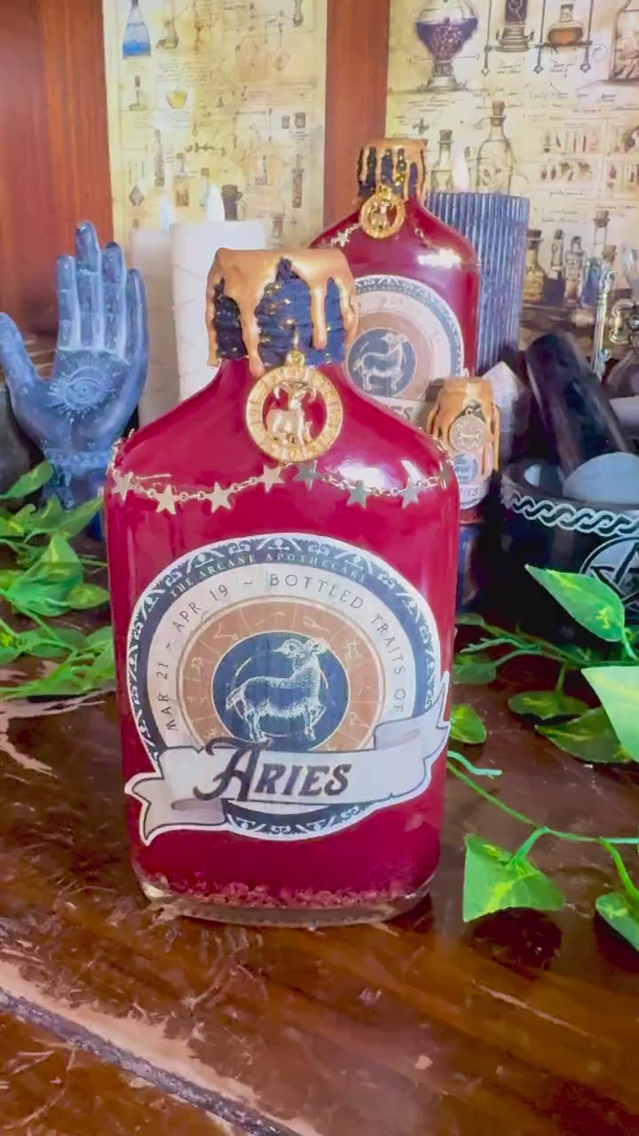 Zodiac Aries Potion Collectible | Astrology Decor | Witchy Display Bottle
