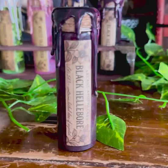 Poison Garden | Black Hellebore Mini Potion | Dark Academia Display Bottle