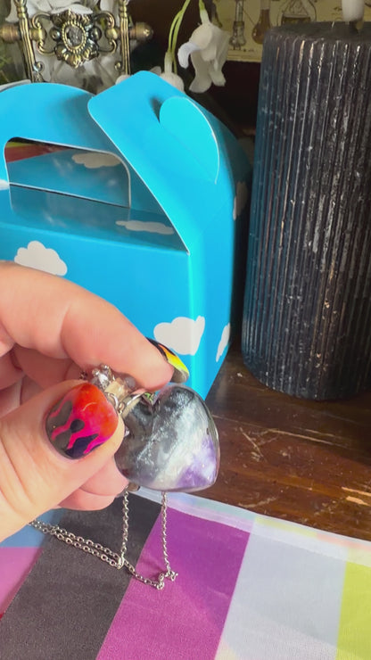 Asexual Pride Flag Heart Pendant | Handmade LGBTQ+ Glass Necklace | Queer Gift | Pride Jewelry