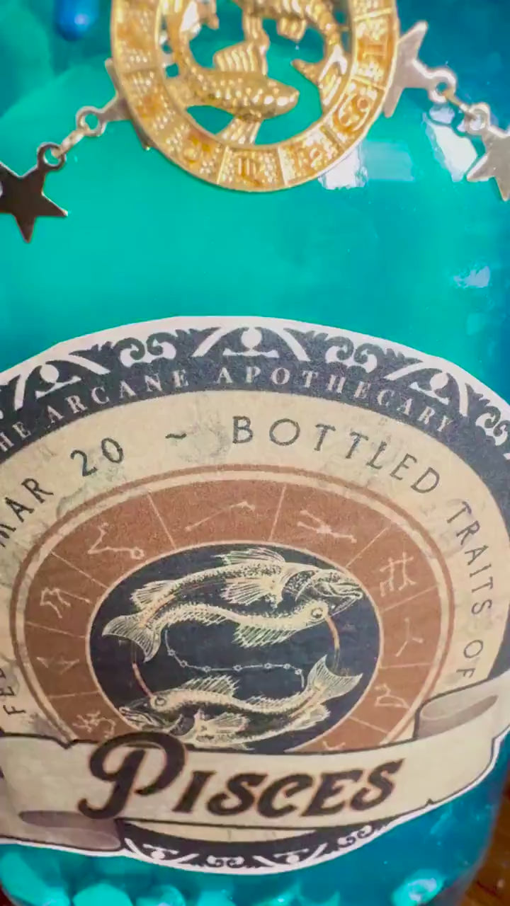 Zodiac Pisces Potion Collectible | Astrology Decor | Witchy Display Bottle Copy