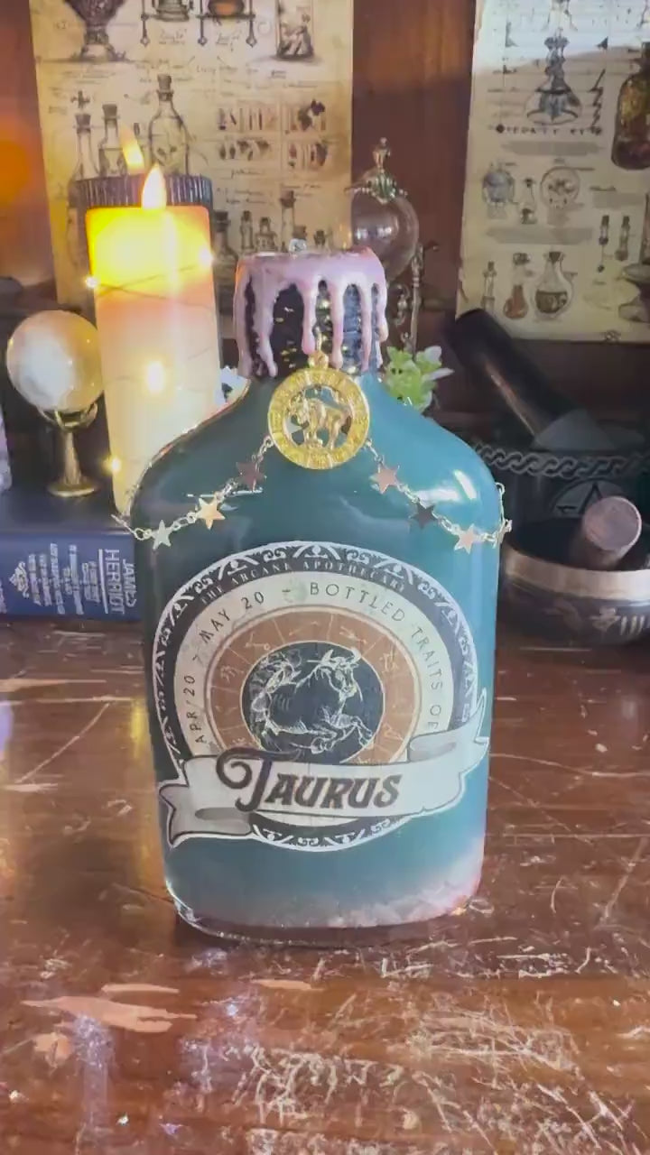 Zodiac Taurus Potion Collectible | Astrology Decor | Witchy Display Bottle