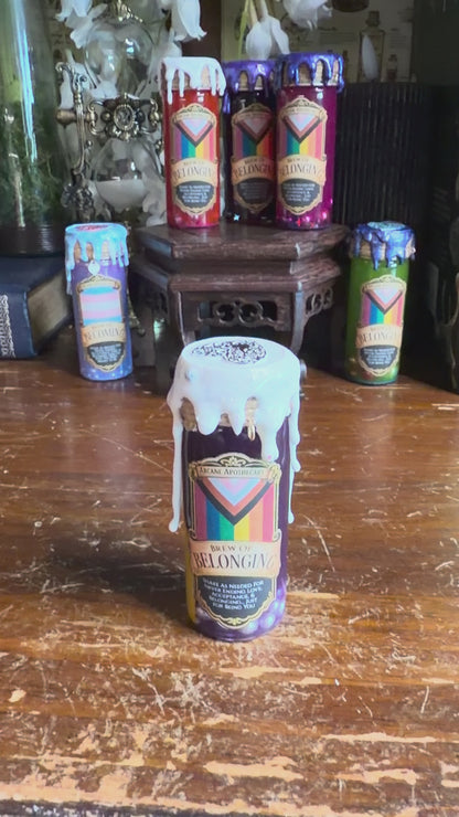 Brew of Belonging Purple to Yellow | LGBTQ Pride Decor | Custom Pride Charm | Handmade Queer Gift | Magical Display Bottle