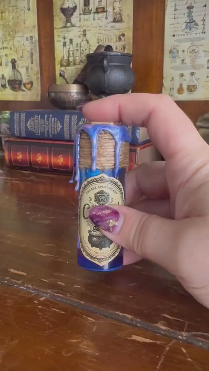 D20 Dice Roller Potion | Blue Critical Brew | D&D Die Rolling TTRPG Prop