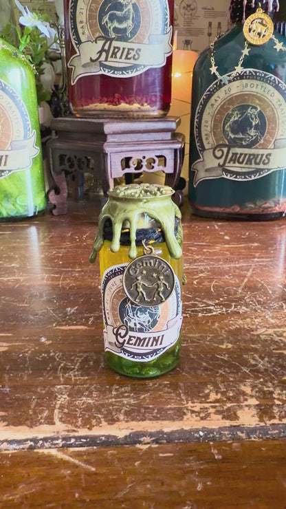 Mini Zodiac Gemini Potion Collectible | Astrology Decor | Witchy Display Bottle