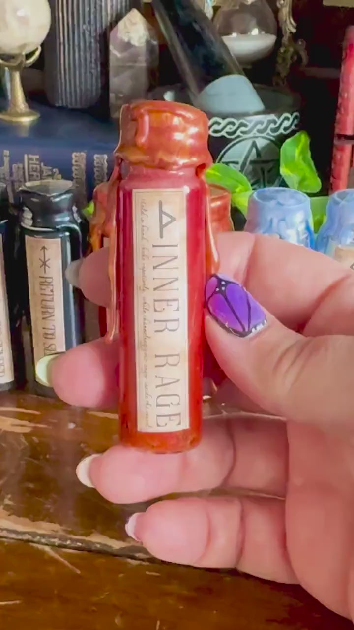 Pocket Spell Inner Rage Potion | Carnelian Crystal | Witchcraft Altar Decor | Anger Release Ritual Jar