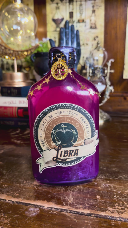 Libra Zodiac Potion Bottle | Bottled Traits of Libra | Astrology Gift | Rose Quartz Crystal Potion | Witchy Zodiac Decor | Libra Birthday Gift