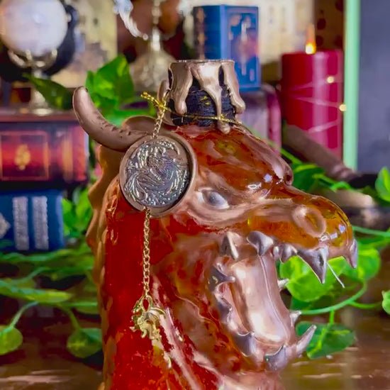 Dragon Fire Potion | Dragon Head Display Bottle | Shimmering Fyre Fantasy Elixir