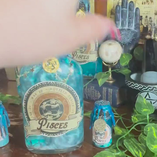 Mini Zodiac Pisces Potion Collectible | Astrology Decor | Witchy Display Bottle