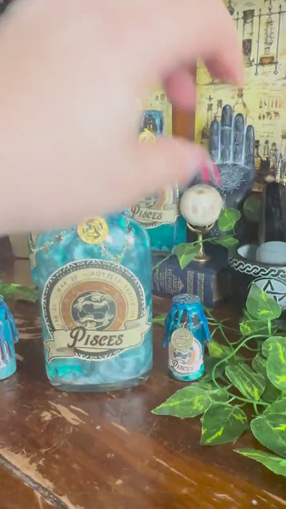 Mini Zodiac Pisces Potion Collectible | Astrology Decor | Witchy Display Bottle