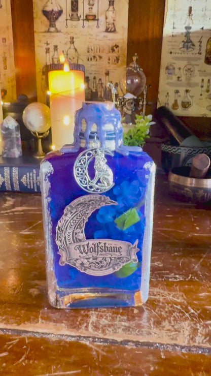 Wolfsbane Decorative Potion Collectible | Historical Poison | Purple Witchy Wolf Moon Display Bottle