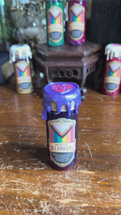 Brew of Belonging Purple to Red | LGBTQ Pride Decor | Custom Pride Charm | Handmade Queer Gift | Magical Display Bottle