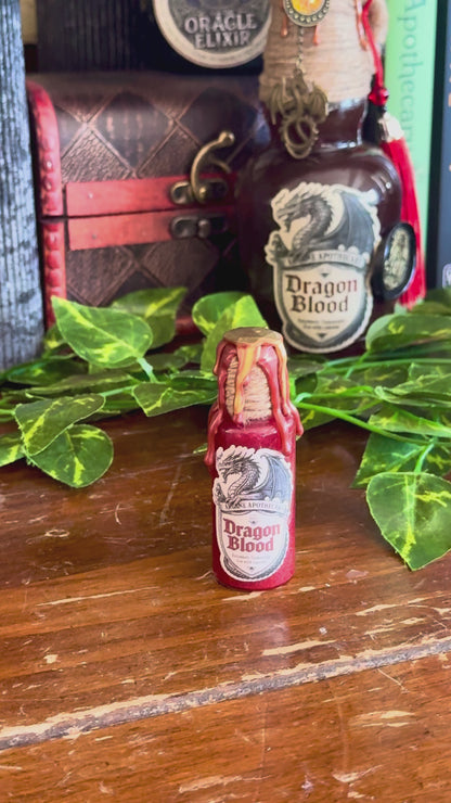 Tiny Dragon Blood Potion | Fantasy Shelf Decor | Miniature Interactive Elixir Bottle