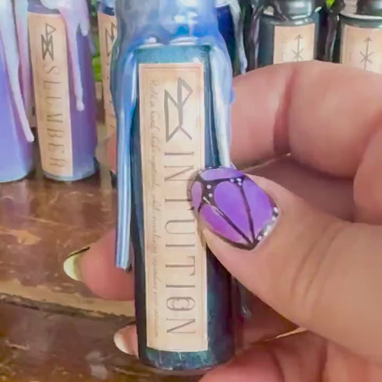 Pocket Spell Intuition Potion | Labradorite Crystal | Witchcraft Altar Decor | Insight Ritual Jar